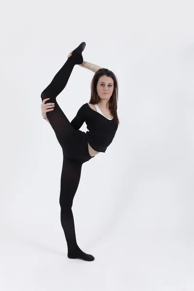 Jonge Gymnast Zwart Wit Studio Met Achtergrond — Stockfoto