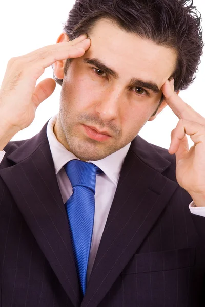 Uomo d'affari in agonia con mal di testa — Foto Stock