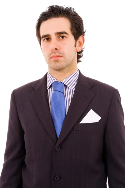 Retrato de homem de negócios com um cartão em branco no bolso — Fotografia de Stock