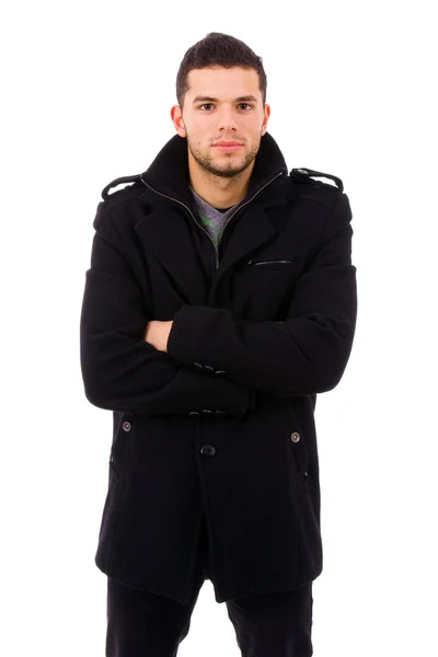 Giovane uomo casual vestito con vestiti invernali — Foto Stock