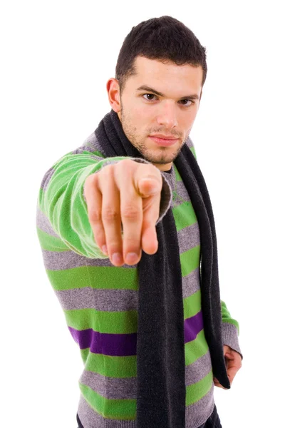 Homem apontando com é dedo — Fotografia de Stock