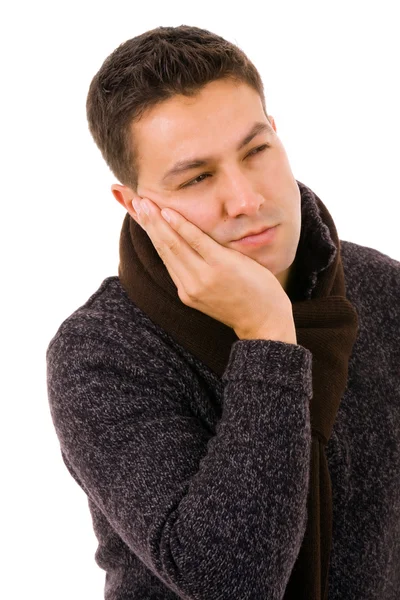 Jovem em agonia com uma dor de dente — Fotografia de Stock
