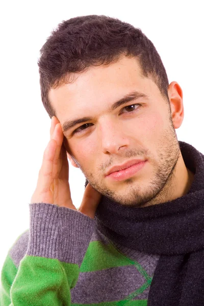 Casual jongeman met een hoofdpijn — Stockfoto