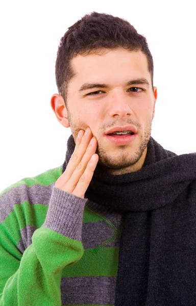 Человек в агонии с зубной болью — стоковое фото