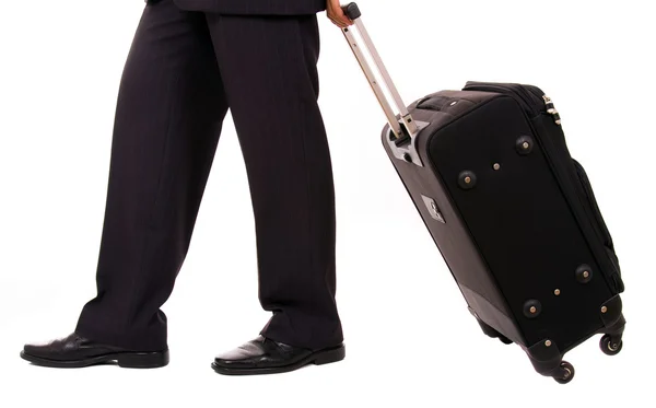 Detalj av en affärsman med resväska på flygplatsen — Stockfoto