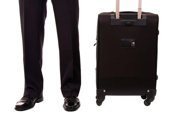 Szczegóły biznesmena z walizką na lotnisku — Zdjęcie stockowe
