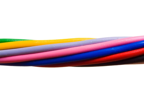 Cable de computadora multicolor aislado sobre fondo blanco — Foto de Stock