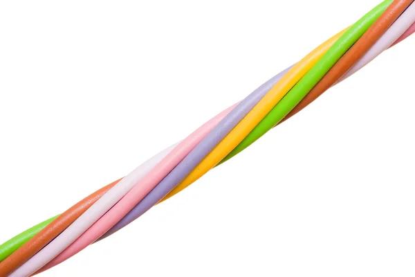 Flerfärgad dator kabel isolerad på vit bakgrund — Stockfoto