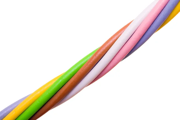 Multicolored computer cable isolated on white background — Stock Photo, Image