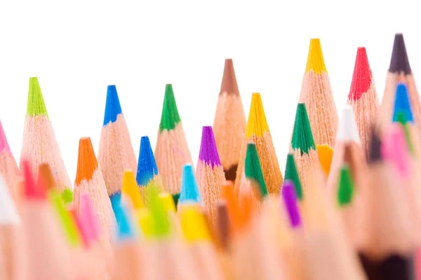 Montón de lápices de colores, plano de estudio —  Fotos de Stock