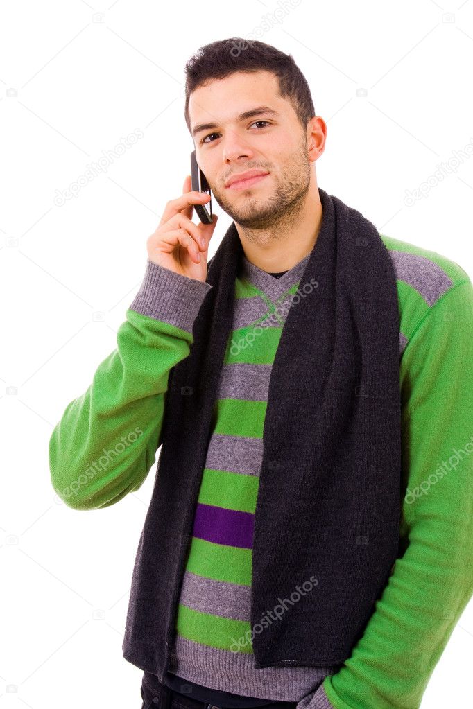 Young casual man on the phone