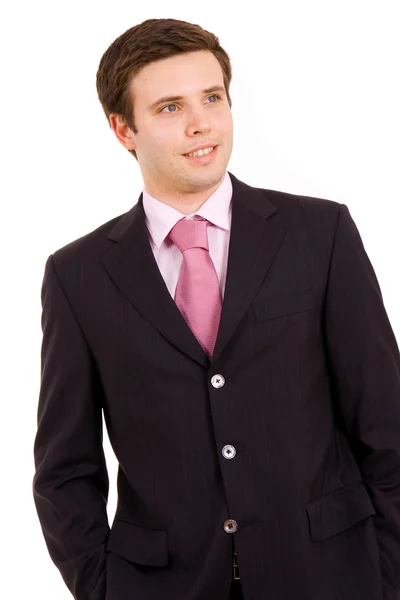 Portret szczęśliwy młody biznes człowiek. na białym tle — Zdjęcie stockowe