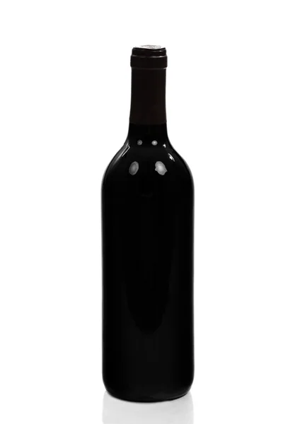 Black wine bottle isolated on white background, studio shot — Stock Photo, Image