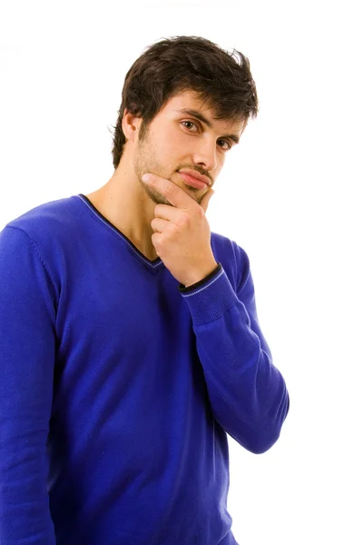 Close up retrato de jovem homem atrativo, isolado em branco — Fotografia de Stock