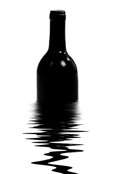 Butelka wina czarny na białym tle na białym tle, łapka — Zdjęcie stockowe