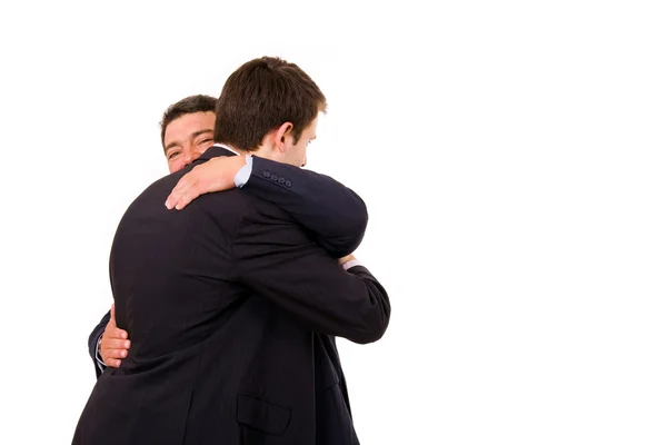 Happy embracing of two business men — Stock Photo, Image