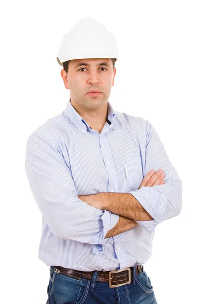 Μηχανικός με λευκό καπέλο — Φωτογραφία Αρχείου