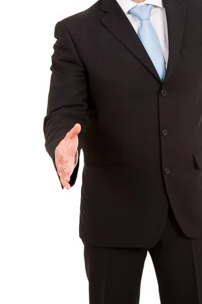 Businessman with an open hand ready to seal — Stock Photo, Image