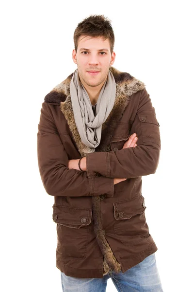 冬の服を着て服を着た若い男 — ストック写真