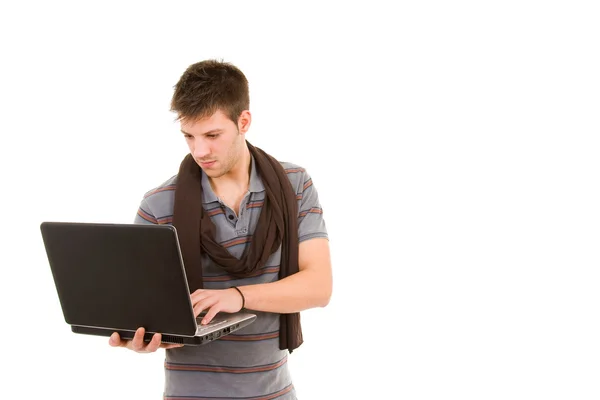Man working with a laptop computer — Stock Photo, Image