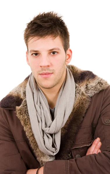 Mladý muž oblečený s zimní oblečení — Stock fotografie
