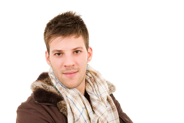 Młody człowiek ubrany z ubrania zimowe — Zdjęcie stockowe