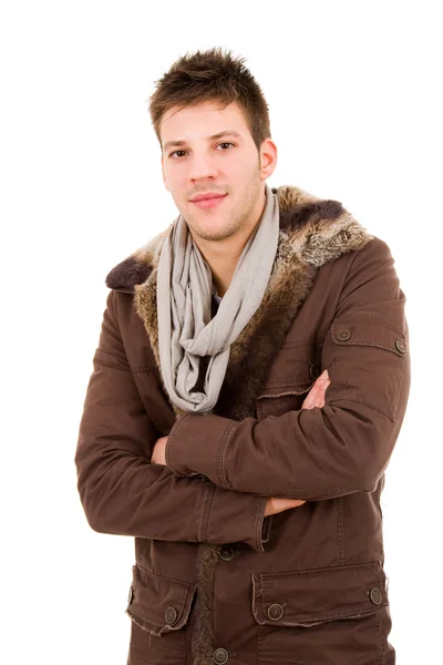 Kış giysileri ile giyinmiş genç adam — Stok fotoğraf