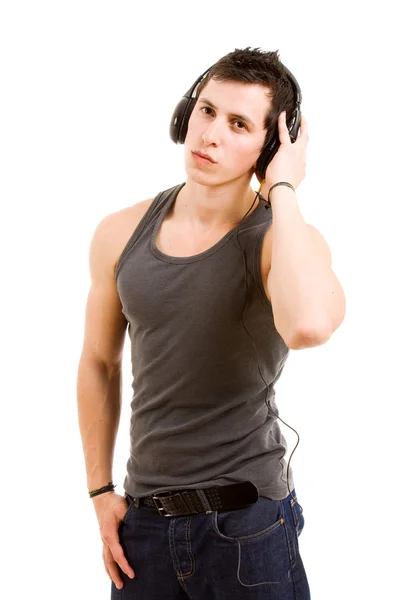 Young man listening music — Stock Photo, Image