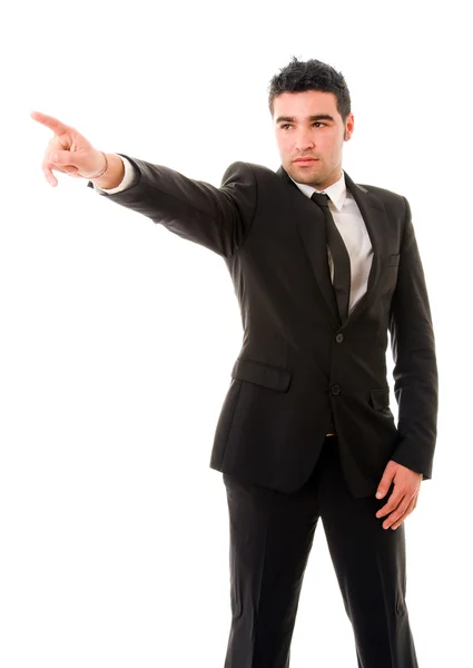 Affärsman i en kostym som pekar — Stockfoto