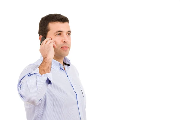 Giovane Uomo Casual Telefono Isolato Bianco — Foto Stock