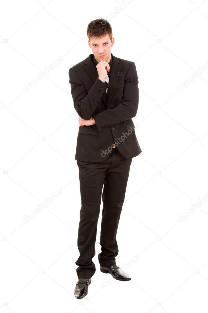 Young business man full body standing against white background
