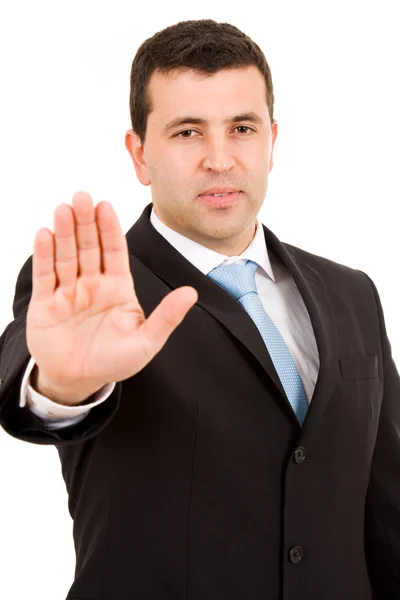 Business Man Making Stop Sign Focus Head — Stock Photo, Image