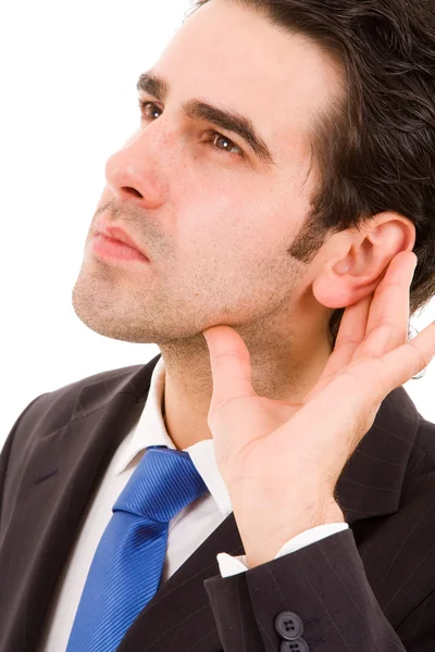 Hombres de negocios en actitud de escucha, aislados sobre fondo blanco — Foto de Stock
