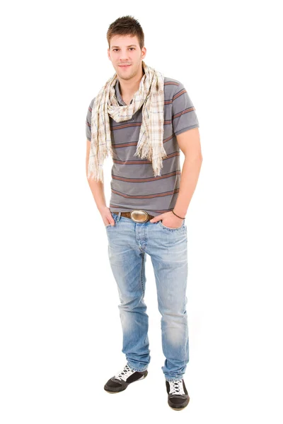 Hombre Casual Joven Cuerpo Completo Aislado Blanco —  Fotos de Stock