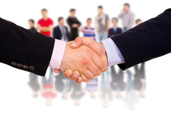 Business Man Hand Shake Colleagues Background — Stock Photo, Image