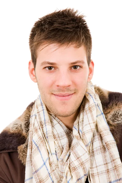 Bild Eines Jungen Mannes Winterkleidung Isoliert — Stockfoto