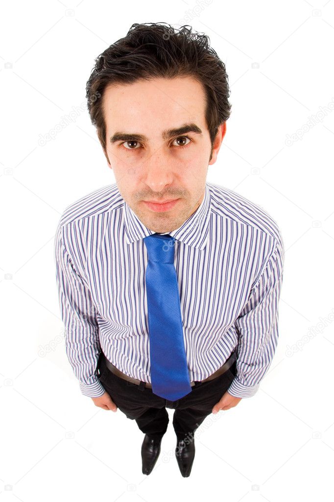 Young business man full body standing against white background