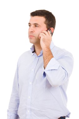 Young casual man on the phone, isolated on white clipart