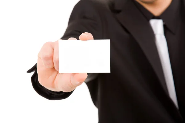 Mão Homem Negócios Oferecendo Cartão Visita — Fotografia de Stock