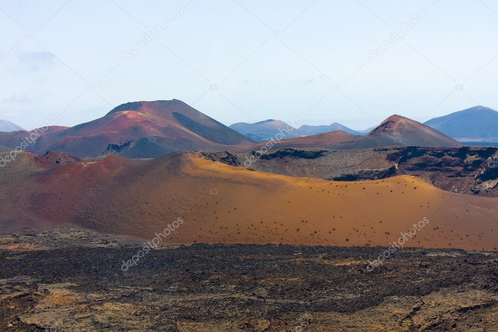 Vulacanic landscape of ( Montains of Fire ) ,in Lanzarote Island