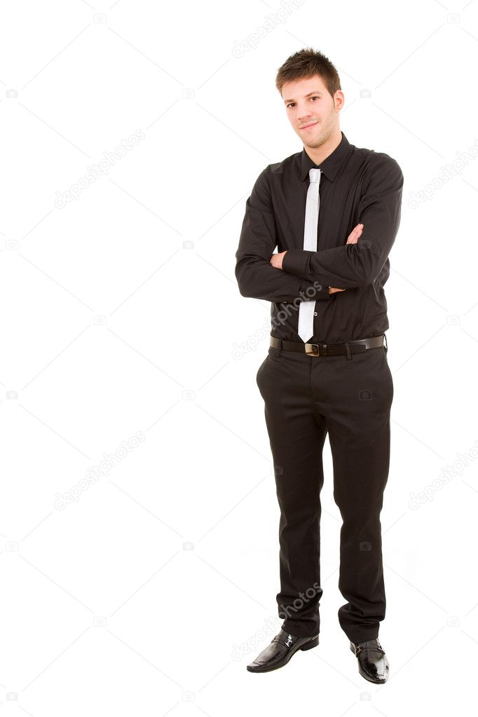 Young businessman full body isolated on white