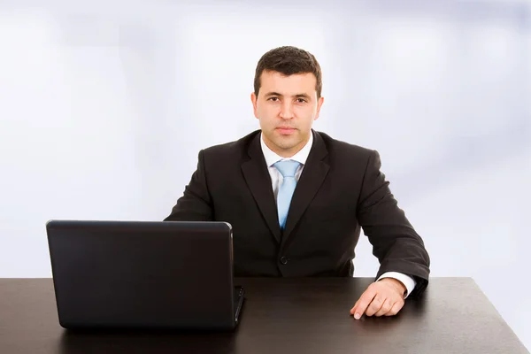 Young Businessman Desk Office Modern Suit — Stock Photo, Image