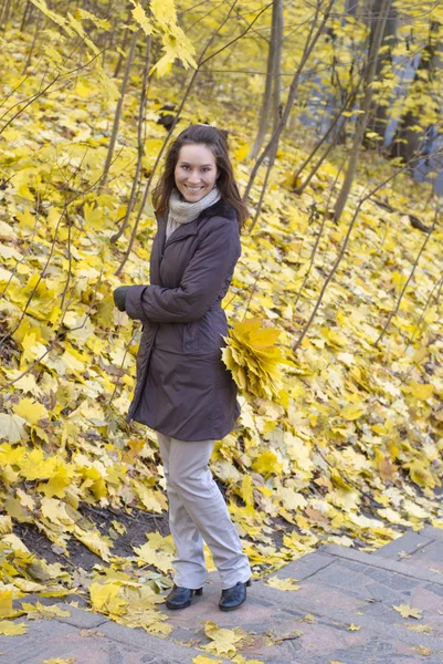 Young woman in the autumn park — Stock Photo, Image