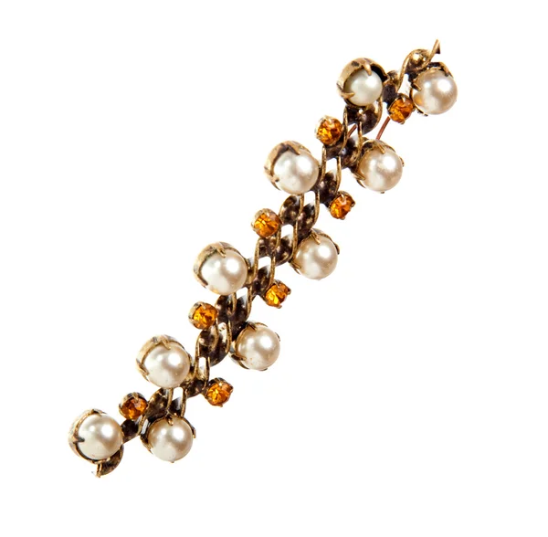 Retro pearl brooch — Stock Photo, Image