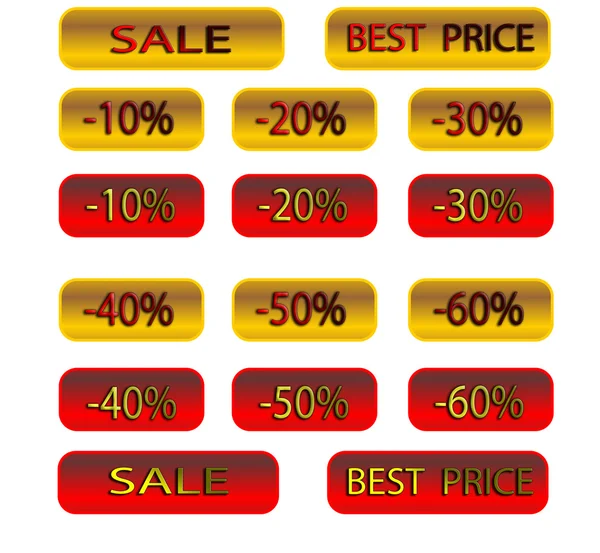 Aufschriften Mit Zinsrabatten Und Verkäufen Auf Rotem Und Gelbem Hintergrund — Stockfoto