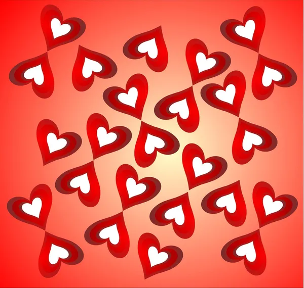 Corações Cor Vermelha Fundo Amarelo Rosa — Fotografia de Stock