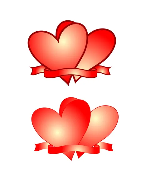 Bilder Med Röda Hjärtan Två Versioner Med Och Utan Gräns — Stockfoto