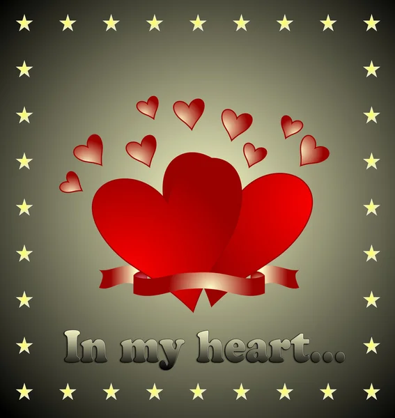 Cartão Postal Com Corações Vermelhos Inscrição Meu Coração — Fotografia de Stock