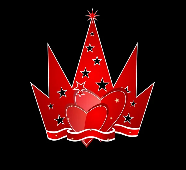Red crown with hearts — Stock Photo, Image