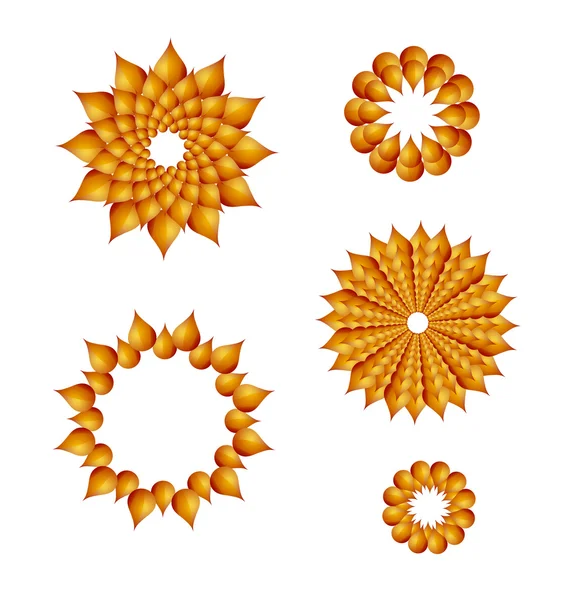 Cinque Forme Astratte Arancioni Composte Petali — Foto Stock
